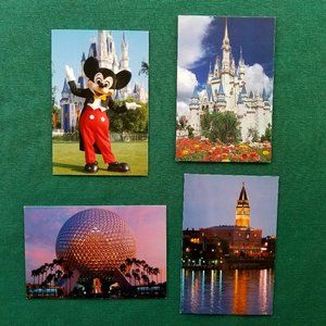 Vintage Lot Of 4 Blank Walt Disney World and EPCOT Postcards